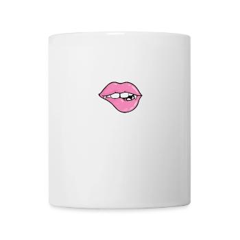 Cadeau de vampire d'Halloween se mordant les lèvres - Mug blanc - blanc - Devant