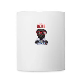 Mops, Lustiger Hund, Superheld - Tasse - Weiß - Vorne