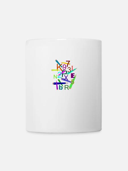 Conception de souris Fleda: lettres, chiffres et stylos - Mug blanc - blanc