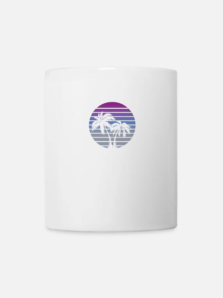 Palmiers de plage de style Miami des années 80 - Mug blanc - blanc