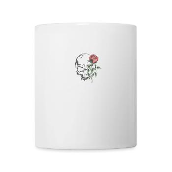 Heavy Metal Rock Schädel Rose T-Shirt - Tasse - Weiß - Vorne