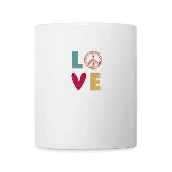 Love Peace - Liebe Frieden Herz- Retro Farben - Tasse - Weiß - Vorne