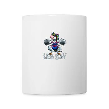 Leg Day Squat Unicorn Weight Lifter Barbell Gym Tr - Mug - white - Front