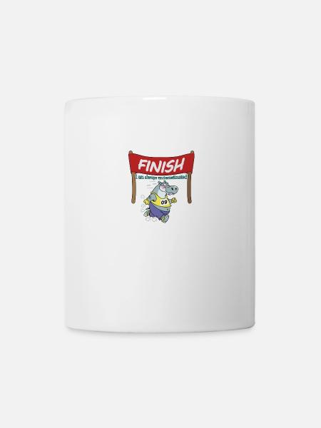 NIlpferd läuft Marthon Sport - Tasse - Weiß