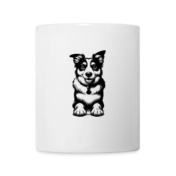 Süsser Border-Collie Hund niedliche Hunde Porträt - Tasse - Weiß - Vorne