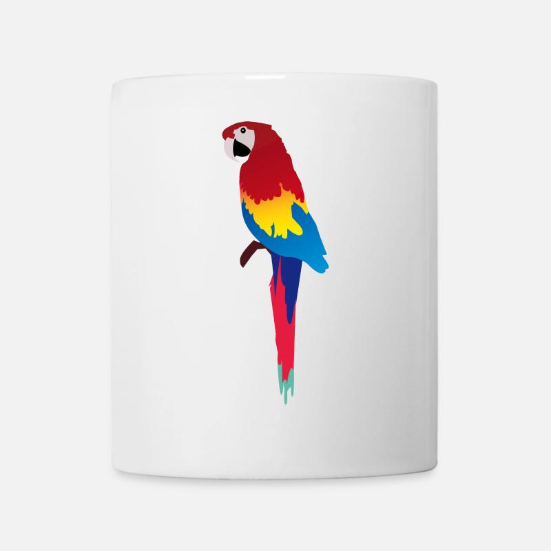 Bunter Papagei Print auf Kleidung - Tasse - Weiß