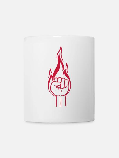 faust fackel feuer flamme brennen heiss revolution - Tasse - Weiß