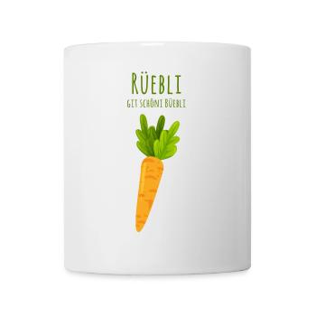 Rüebli git schöni Büebli - Schweizer Mundart - Tasse - Weiß - Vorne