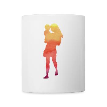 Gift mothers day silhouette woman with toddler - Mug - white - Front