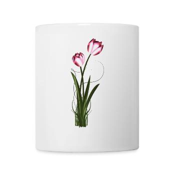 zwei Metallic schimmernde Tulpen im Frühling - Tasse - Weiß - Vorne