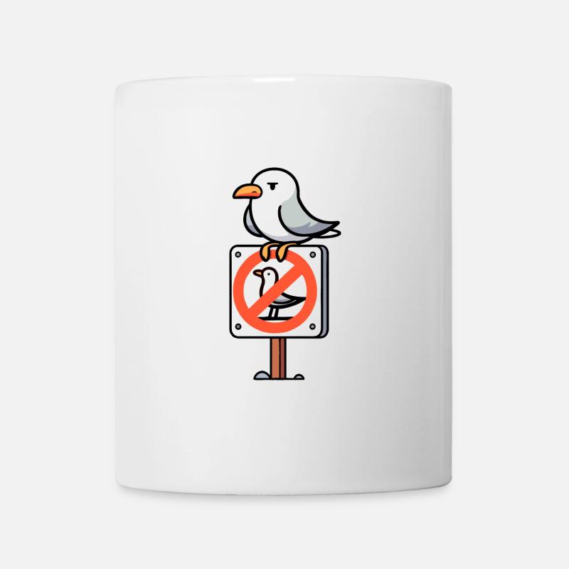 Freche Möwe auf Möwen Verbotsschild Schild Zeichen - Tasse - Weiß