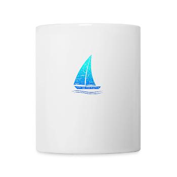 Segelboot Wortwolken Design mit blaugrünem Verlauf - Tasse - Weiß - Vorne
