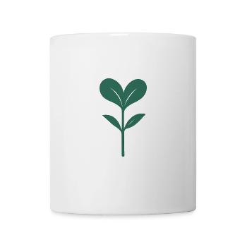 Herzblatt – Minimalistische Pflanzen-Illustration - Tasse - Weiß - Vorne