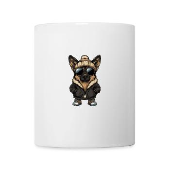 German Shepherd Winter Comic - Mug - white - Front