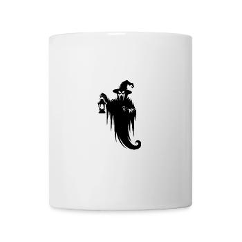 Fliegender Halloween Geist mit Lampe und Hut - Tasse - Weiß - Vorne