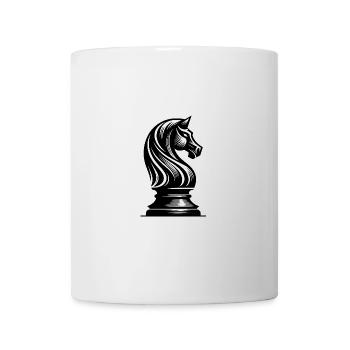 Schachfigur Pferd Springer Schachpferd Zeichnung - Tasse - Weiß - Vorne