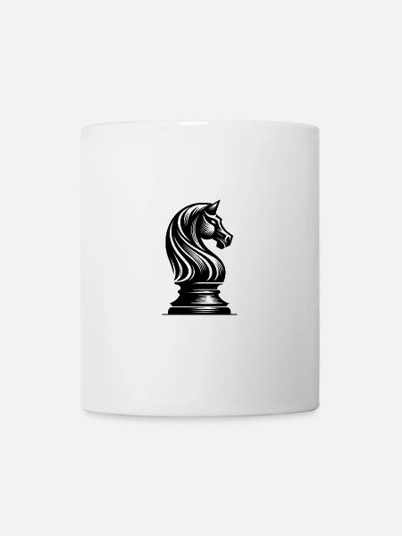 Schachfigur Pferd Springer Schachpferd Zeichnung - Tasse - Weiß