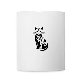 Imaginative cat art in tribal style - Mug - white - Front