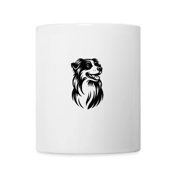Fuzzy Australian Shepherd Dog Portrait - Mug - white - Front