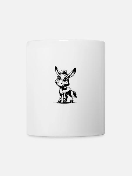 Knuffiger kleiner Esel Bleistift Zeichnung - Tasse - Weiß