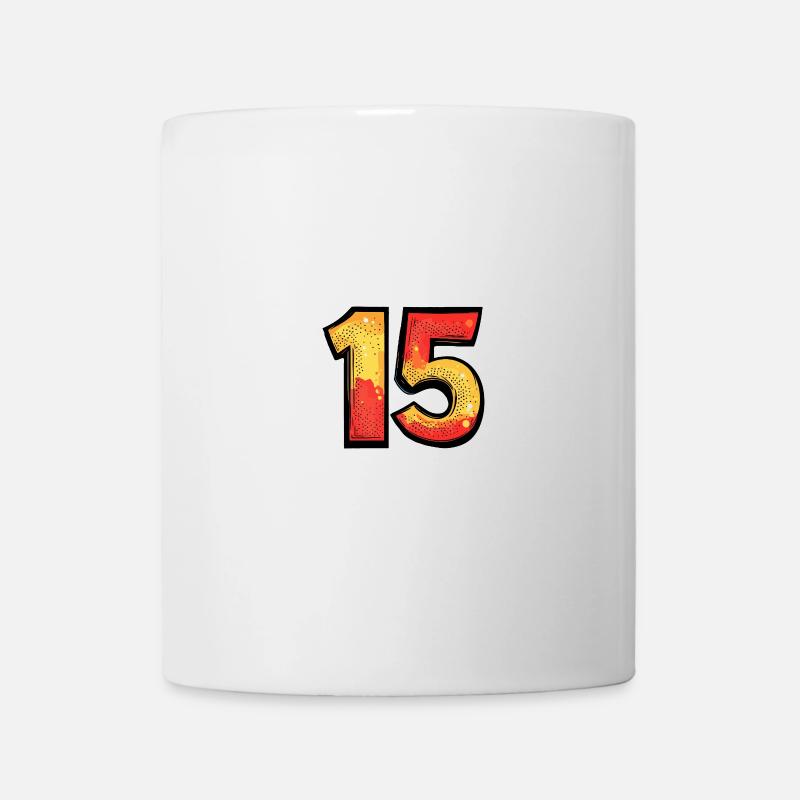 15 Zahl Comic - Tasse - Weiß