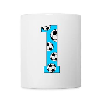 1. Geburtstag Fußball turkis - Tasse - Weiß - Vorne