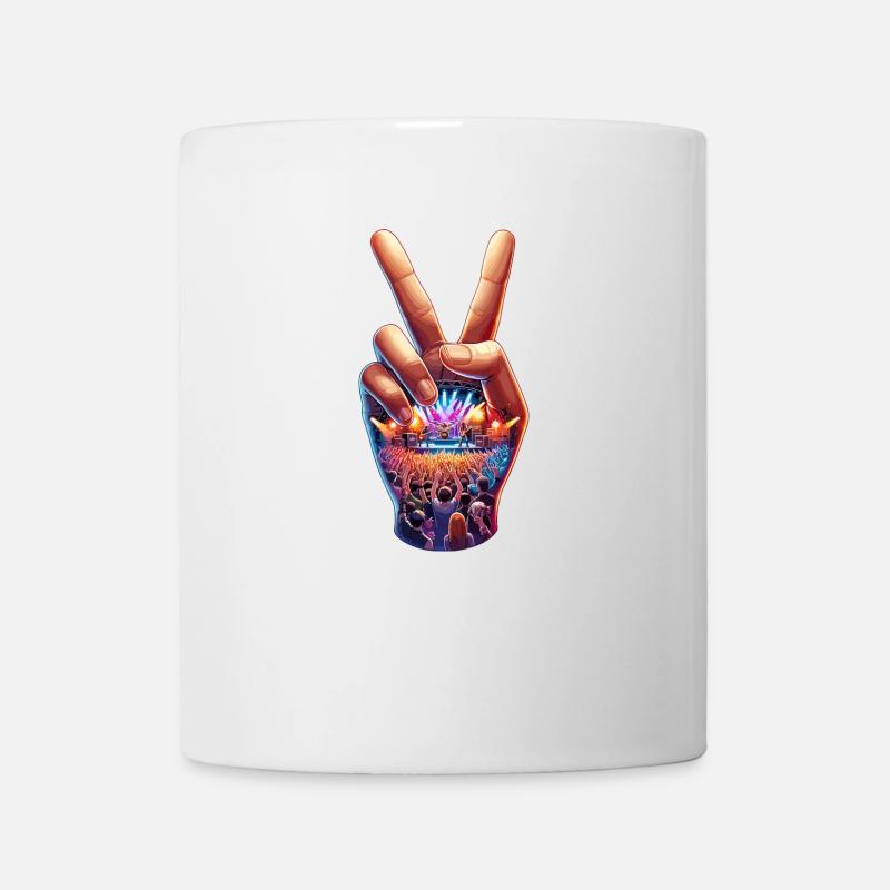 Peace Hand mit Konzertdarstellung - Tasse - Weiß