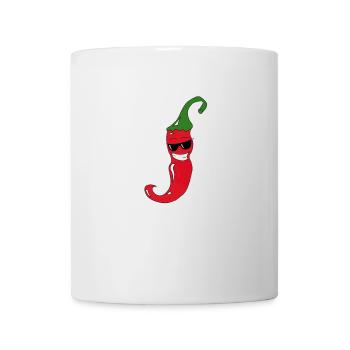Chili rouge avec visage et lunettes de soleil - Mug blanc - blanc - Devant