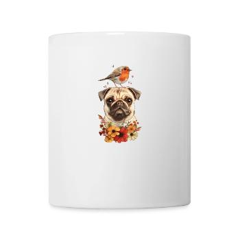 Mops mit Vogel - Tasse - Weiß - Vorne