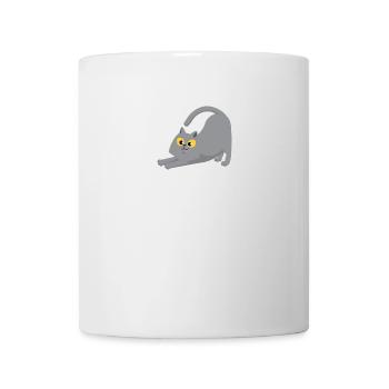Glückliche graue Katze Stretching - Tasse - Weiß - Vorne