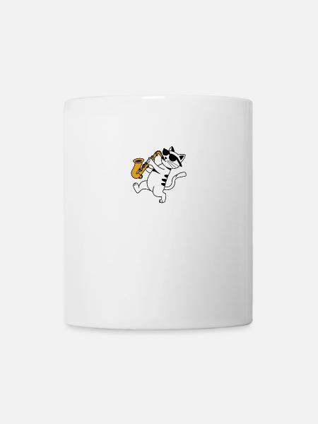 Cat Brass Band Saxophone Sunglasses - Mug - white