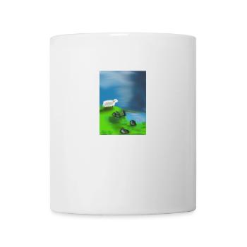 Sheep on rocks in front of the water - Mug - white - Front