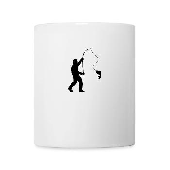 Fisherman with fishing rod and fish - Mug - white - Front