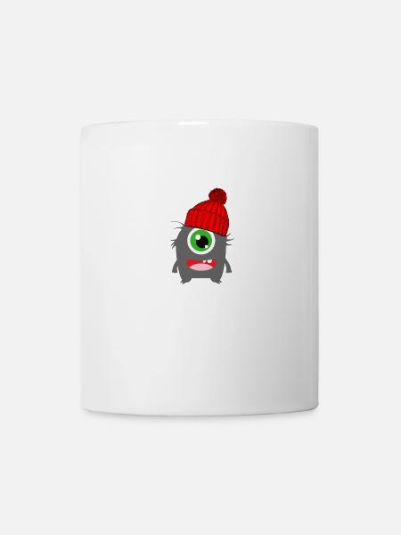 Monster Einäugi Winter rot - Tasse - Weiß