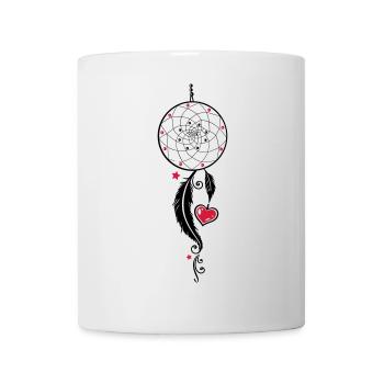 Traumfänger mit Herz, Federn und Sternen - Tasse - Weiß - Vorne