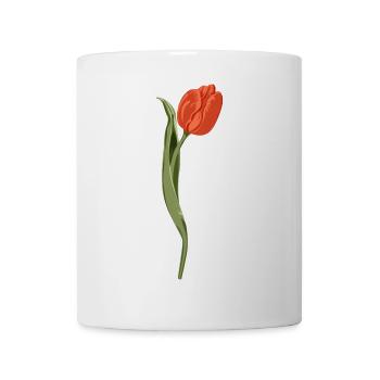 Vivid Red Tulip Illustration - Mug - white - Front