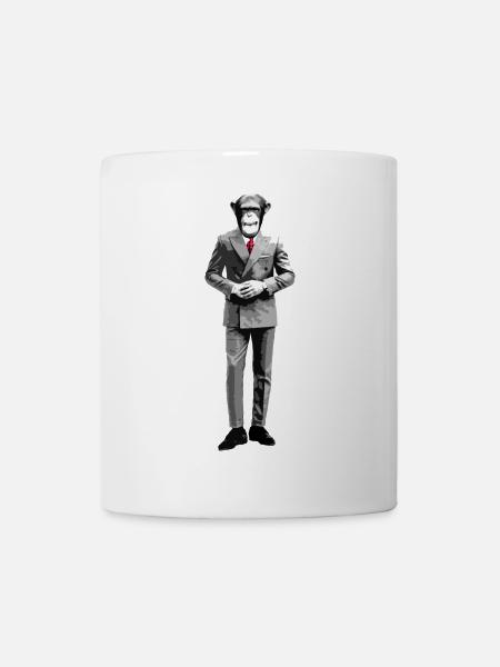 Geschäftsmann Affe in Anzug Streetart Stil - Tasse - Weiß