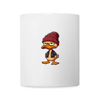 Evil Bad Boy Duck Duck Hat Bonnet Veste en cuir - Mug blanc - blanc - Devant