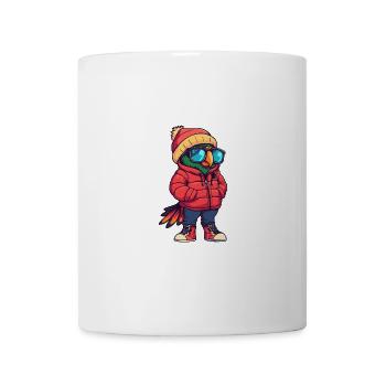 Perroquet Bande dessinée d’hiver - Mug blanc - blanc - Devant