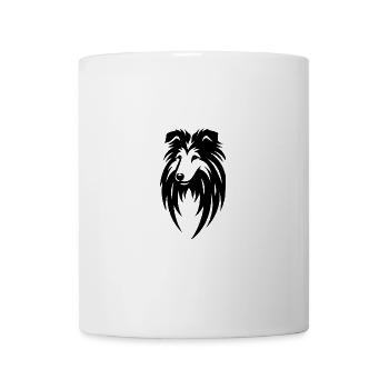 Long-haired Collie in Tribal Tattoo Style - Mug - white - Front