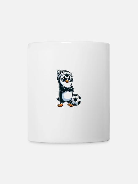 Süßer Cartoon Pinguin Fußballspieler cool - Tasse - Weiß