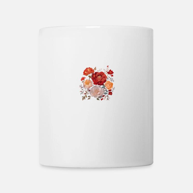 Bouquet de fleurs, pivoines, coquelicots, millésime, fleur - Mug blanc - blanc