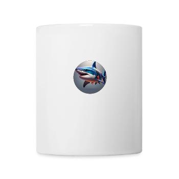 Hai,bunt,pailletten,glitzer,blau,silber - Tasse - Weiß - Vorne