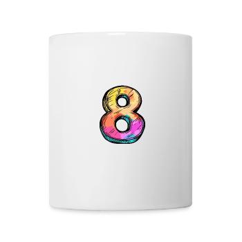 8 Zahl Comic - Tasse - Weiß - Vorne