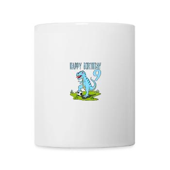 Dinosaure Rex Football 9 Joyeux Anniversaire Bleu - Mug blanc - blanc - Devant