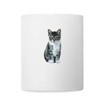 chat gris - Mug blanc - blanc - Devant