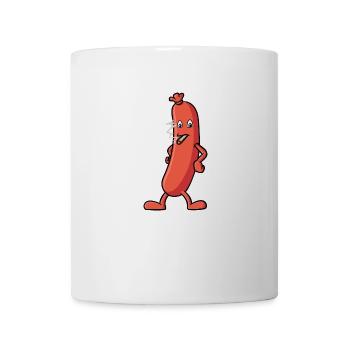 Wurst die eine Zigarette raucht - Grill Design - Tasse - Weiß - Vorne