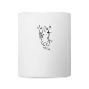 La musique est primordiale – sketch bunny avec des écouteurs - Mug blanc - blanc - Devant