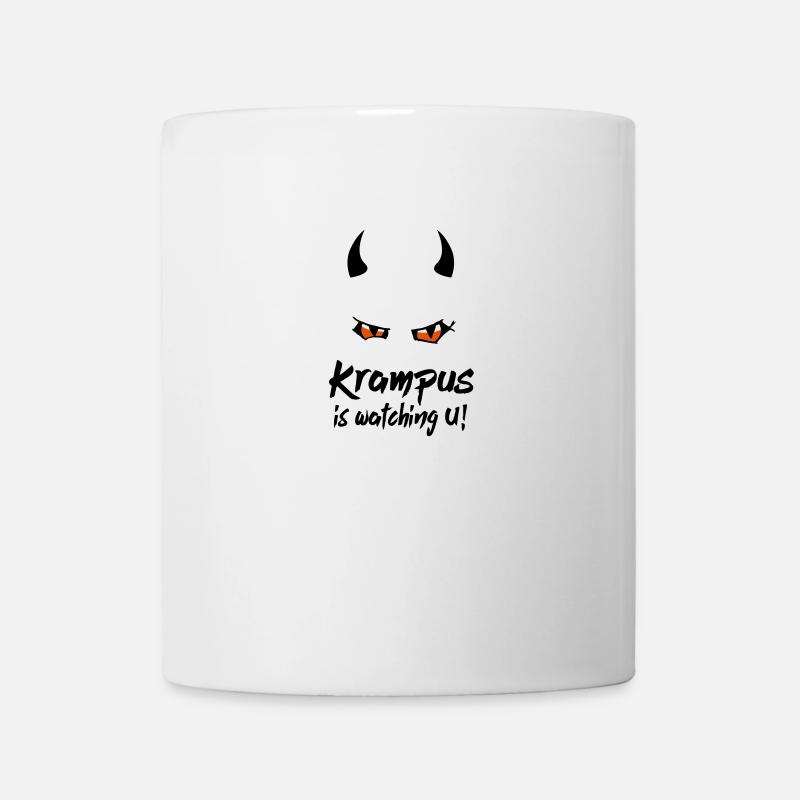 Krampus is watching Nikolaus - Tasse - Weiß