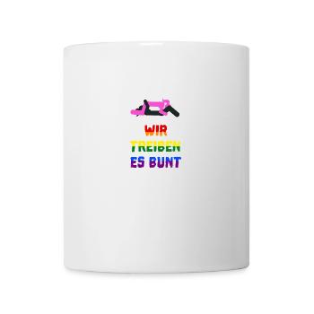 Wir treiben es bunt! funny lesbian gay pride - Tasse - Weiß - Vorne